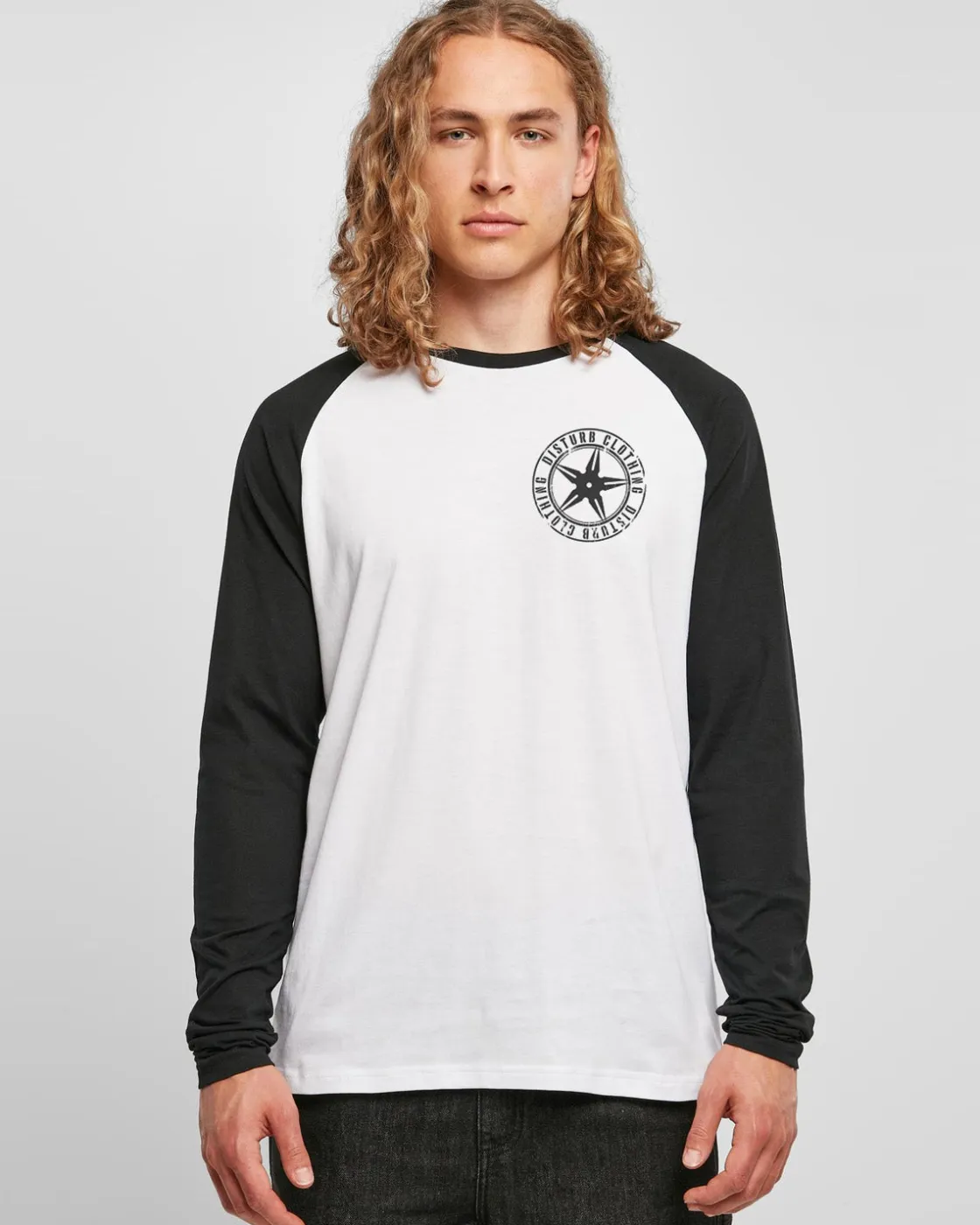 Black star chest raglan pitkähihainen - Valkoinen/Musta Pitkähihaiset
