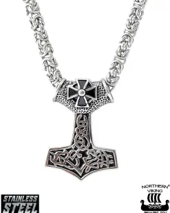 New Black Tribe Cross Kuningasketjulla kaulakoru - Teräs Korut