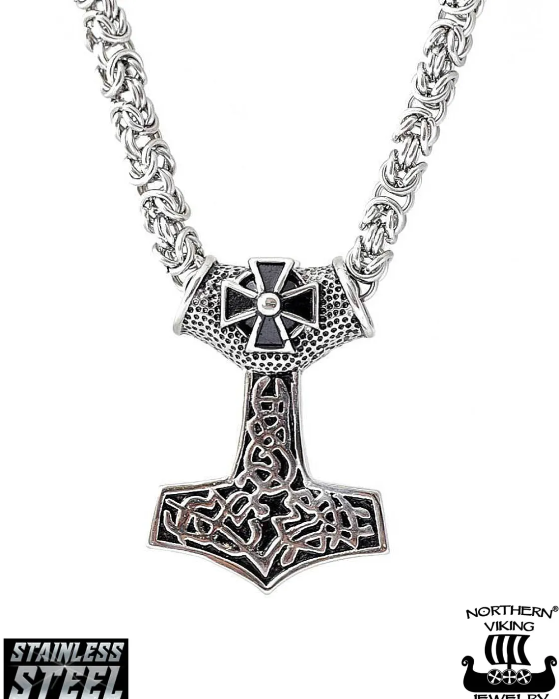New Black Tribe Cross Kuningasketjulla kaulakoru - Teräs Korut