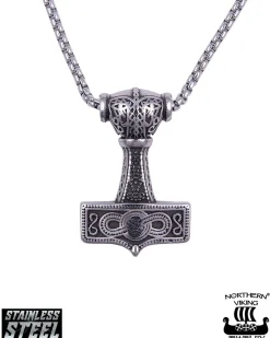 Sale Eternity Knotwork Thor's Hammer kaulakoru - Teräs Korut