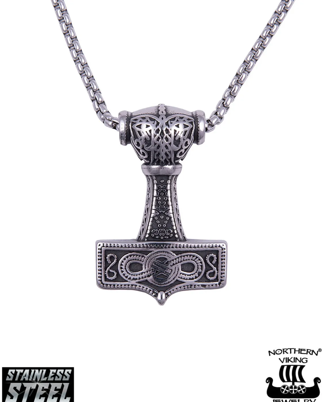Sale Eternity Knotwork Thor's Hammer kaulakoru - Teräs Korut