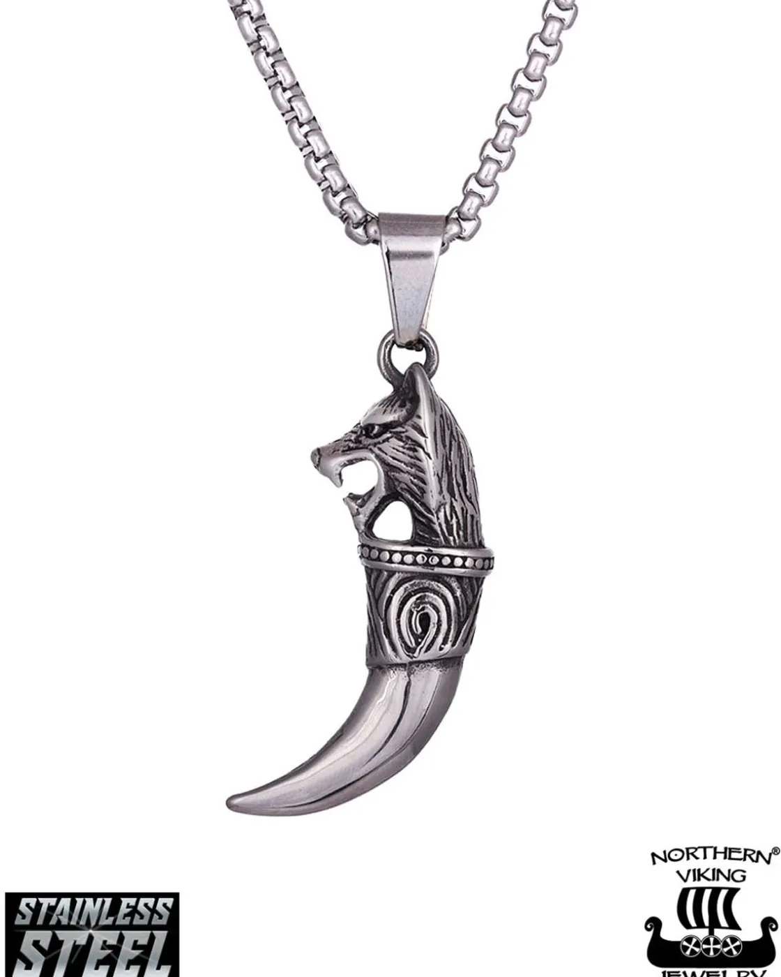 Hot Fenrir Wolf Head kaulakoru - Teräs Korut