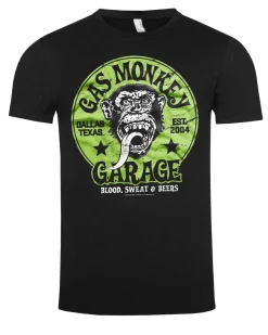 Best Gas monkey garage t-paita - Musta/Vihreä T-Paidat|Bändi- & Leffatuotteet