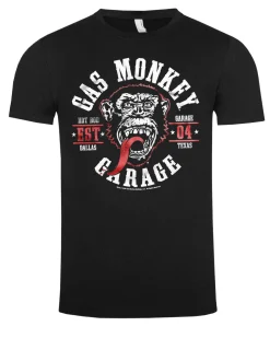 Online Gas Monkey round seal t-paita - Musta/Valkoinen T-Paidat|Bändi- & Leffatuotteet