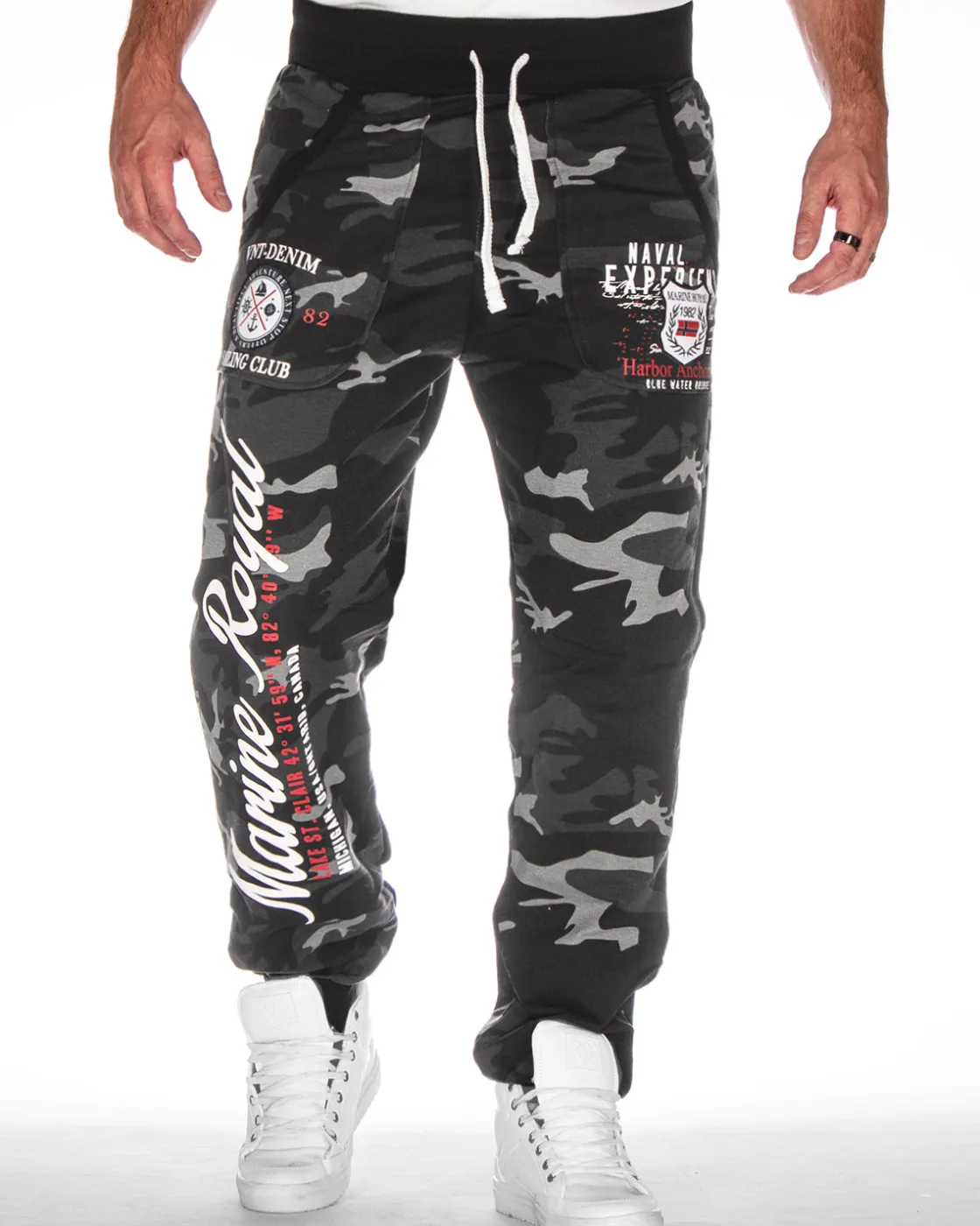 Discount Naval collegehousut - Camo/Valkoinen Housut
