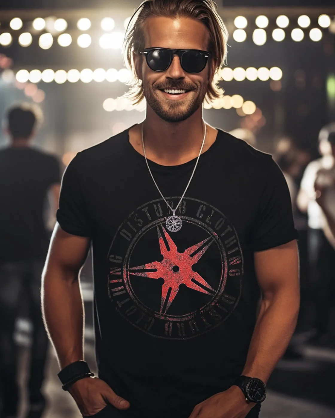Online Original red throwing star t-paita - Musta T-Paidat