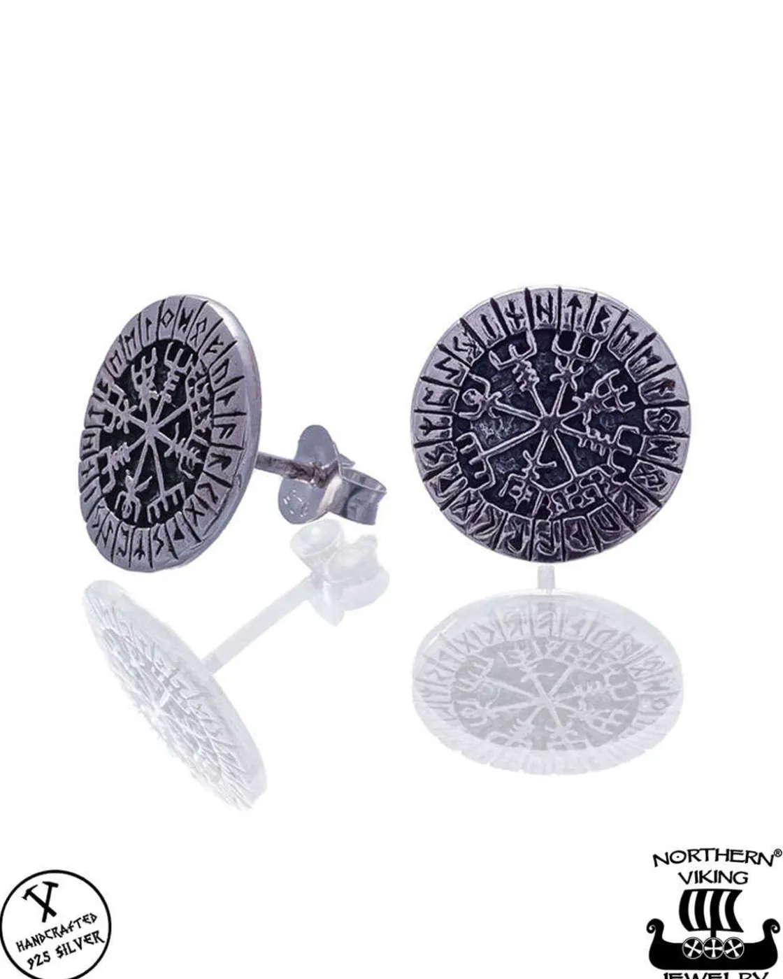 Hot Riimu Vegvisir nappikorvakorut - Hopea Korut