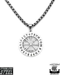 Sale Shiny Vegvisir kaulakoru - Teräs Korut