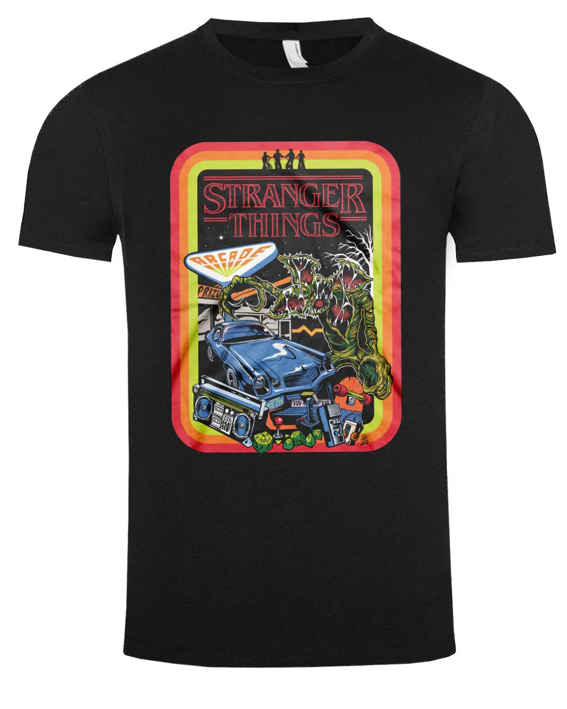 Hot Stranger things retro t-paita - Musta T-Paidat|Bändi- & Leffatuotteet