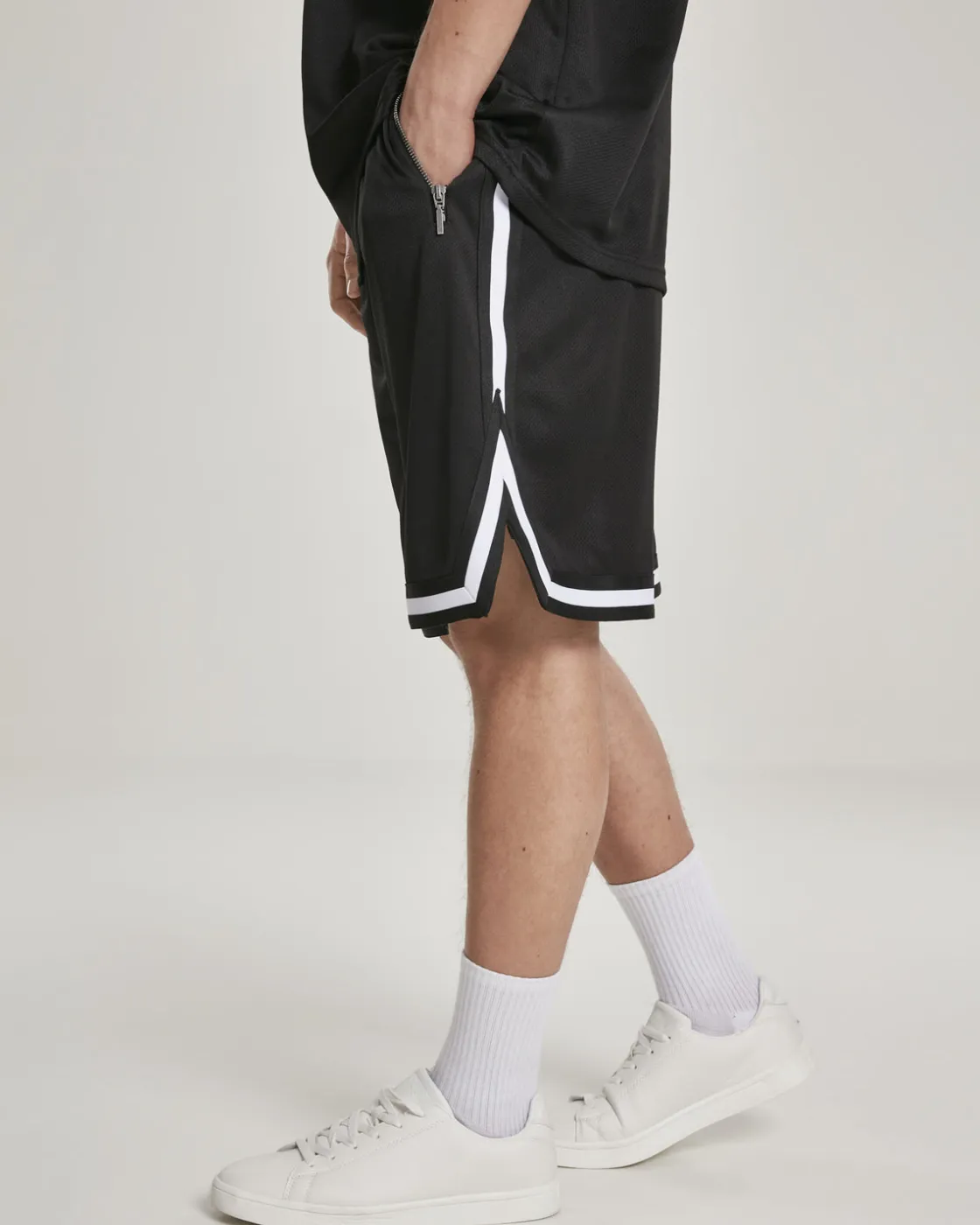 Online Stripe mesh shortsit - Musta/Valkoinen Shortsit