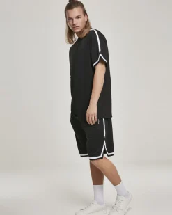 Online Stripe mesh shortsit - Musta/Valkoinen Shortsit
