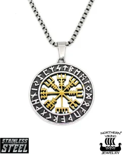 Sale Vegvisir kaulakoru - Teräs/Kulta Korut