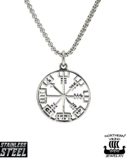 Outlet Viikinkikompassi Vegvisir kaulakoru - Teräs Korut